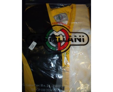 Brand new Castellani ex shop stock sealed in packet yellow, black & white shooting vest R.H size 52