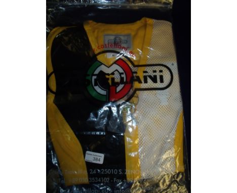 Brand new Castellani ex shop stock sealed in packet yellow, black & white shooting vest R.H size 36