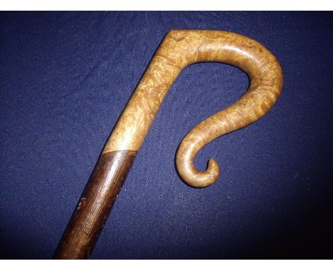 Quality made shepherds style stick with burr wood handle 