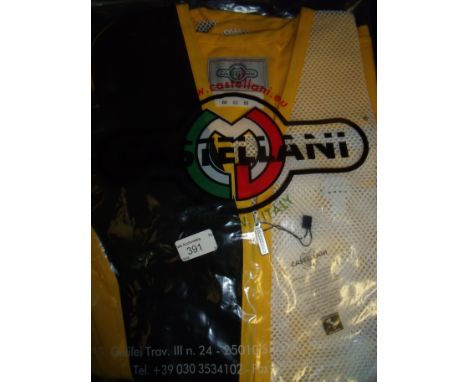 Brand new Castellani ex shop stock sealed in packet yellow, black & white shooting vest R.H size 50