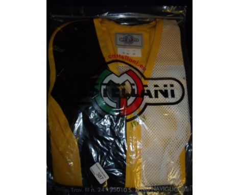 Brand new Castellani ex shop stock sealed in packet yellow, black & white shooting vest R.H size 40