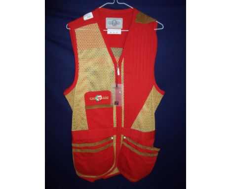 Brand new ex shop stock Castellani red & gold shooting vest L.H size 40