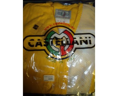 Brand new Castellani shot stock sealed in packet yellow shooting vest R.H size 40