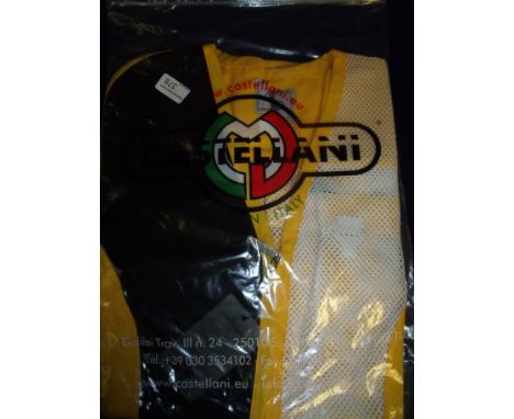 Brand new Castellani ex shop stock sealed in packet yellow, black & white shooting vest R.H size 48