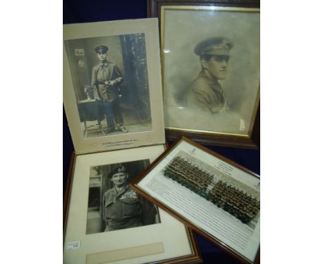 Group of military related pictures including framed and mounted photographic print of Montgomery with inscription to the back