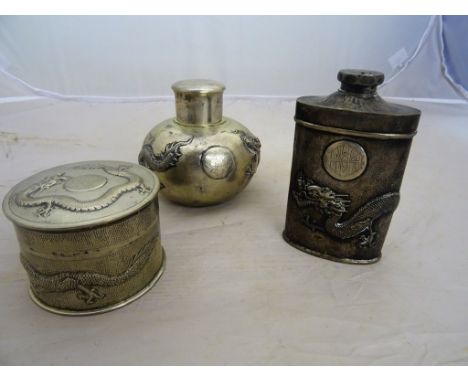 Three early 20th century Chinese silver dressing table items, by Tuck Chang, also stamped with Chinese characters,
Comprising