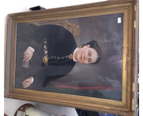 English School (19th century): Portrait of a lady, oil on canvas 