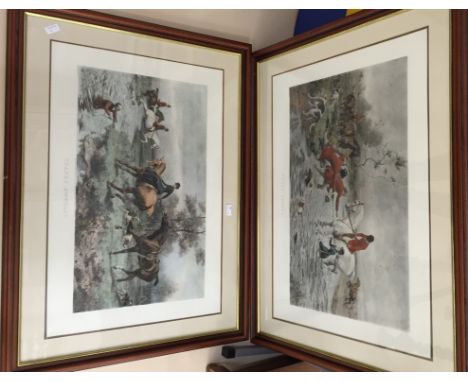 Two large colour prints depicting hunting scenes