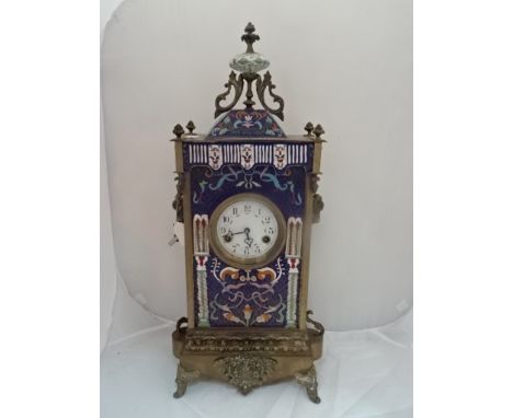 A 19th century brass and cloisonne mantel clock