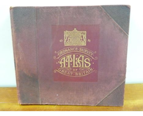 ORDNANCE SURVEY. &nbsp;Atlas of England &amp; Wales, 1922 bound with Atlas of Scotland, 1924. 42 double page maps. Oblong qua