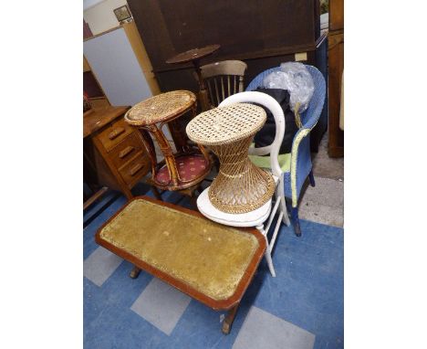A Collection of Furniture to Include Coffee Table, Tripod Wine Table, Loom Chair, Three Side Chairs, Two Stools Etc 