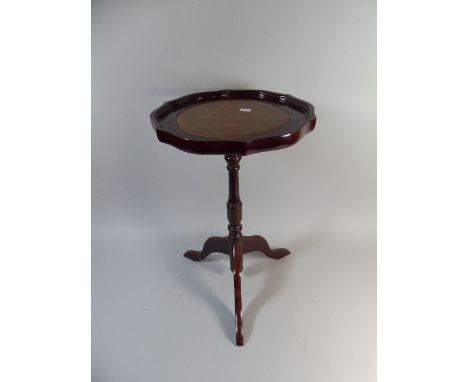 A Modern Tripod Galleried Wine Table with Tooled Leather Top