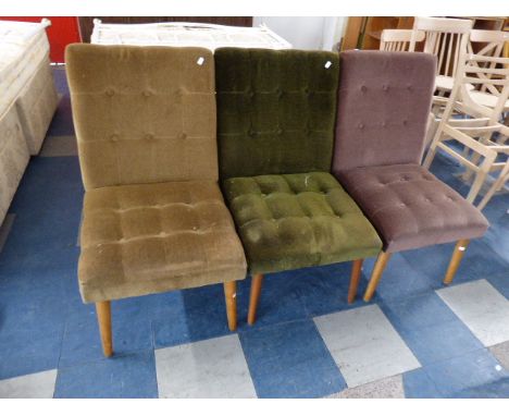 A Set of Three 1960's Button Upholstered Side Chairs