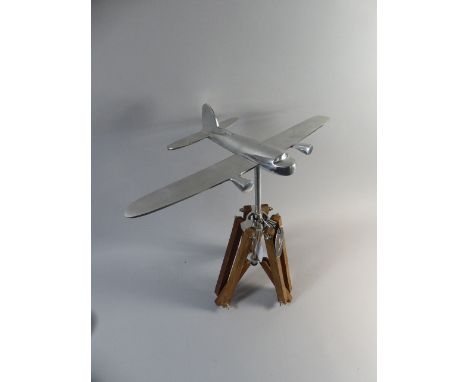A Paragon Aluminium Model of an Aircraft Set on Tripod Support, 44cm high 