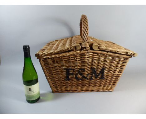 A Fortnum and Mason Wicker Picnic Hamper Containing a Bottle of German Spatlese White Wine