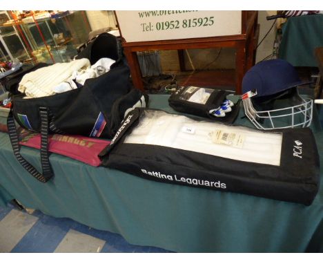 A Collection of Cricket Whites, Cricket Bat, Bat, Helmet, Gloves Etc, Size Large