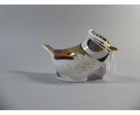 A Royal Crown Derby Crested Blue Tit, Gold Button