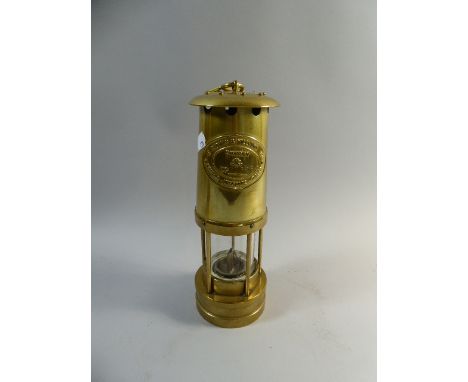 A Brass Miners Safety Lamp by Thomas and Williams Ltd 