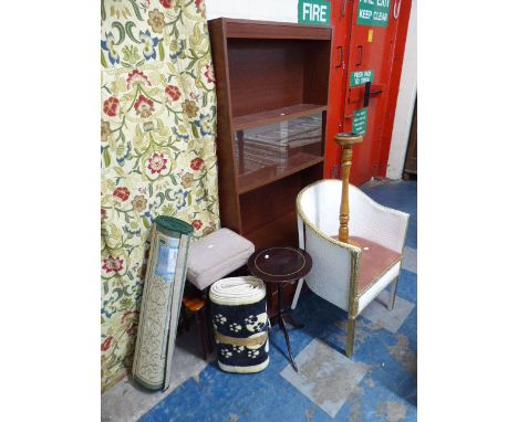 A Collection of Furniture to Include Glazed Book Case, Tripod Table, Loom Chair, Carpets and Rugs