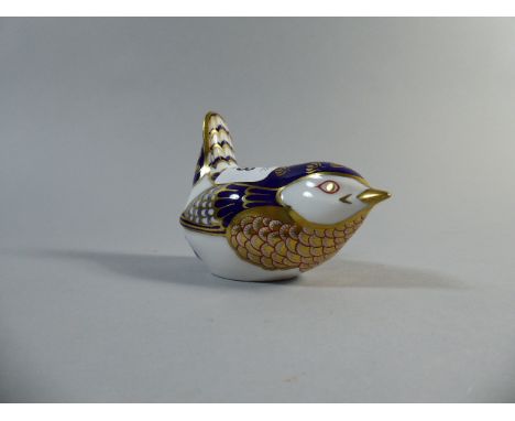 A Royal Crown Derby Wren Paper Weight, Gold Button