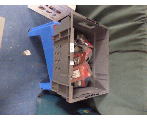 A Box Containing New and Unused Security Alarm Padlocks and Locking Hasps Together with Sit and Stand Tool Box