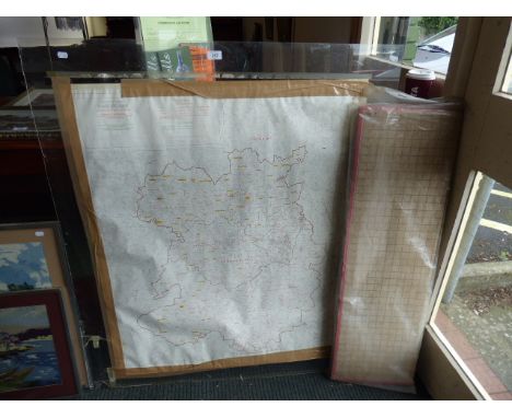 A Mounted Ordnance Survey Map of Shropshire Together with Measuring Grid