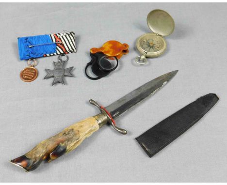 Ordensspange, Jagdmesser, Einschlaglupe und Kompass "U.S."Die Spange mit Preußen Kreuz Für Kriegshilfsdienst an Spange, Landw