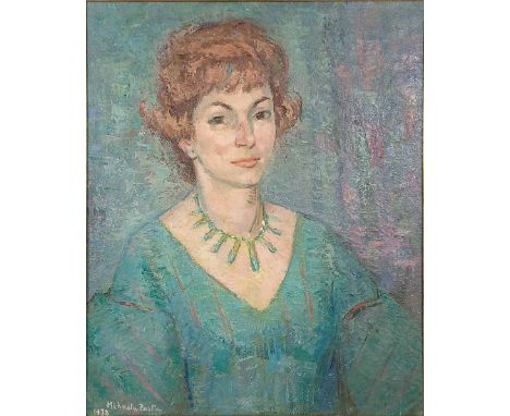 Michaela Pastia (XX): Selbstbildnis. 1972.66 cm x 53,5 cm. Gemälde. Öl auf Leinwand. Links unten signiert und datiert. Wohl S
