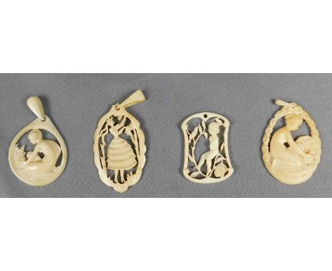 4 Anhänger Jugendstil. 1880 - 1910.&nbsp;Maße siehe Fotos. Versand kann organisiert werden.4 Pendants Art Nouveau. 1880 - 191