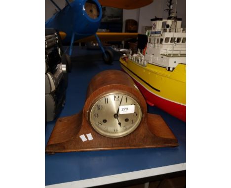 OAK MANTLE CLOCK WITH PENDULUM NO KEY