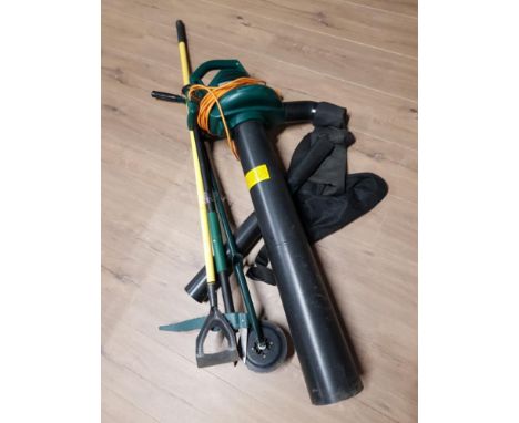 GARDEN BLOWER VAC AND BUNDLE OF TOOLS