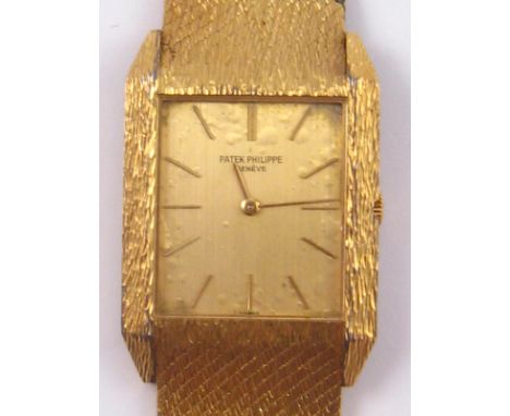 Patek Philippe . A Swiss hallmarked 18 carat gold gent's wrist watch, the dial, case and 18 jewel movement signed Patek Phili