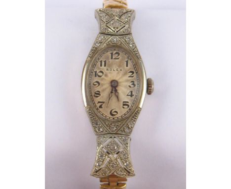Rolex . A vintage 18 carat white gold and diamond lady's Rolex wrist watch, dial, case, movement and winder signed Rolex, Gla