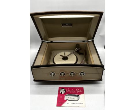 A vintage 1960s Pye Model 1005 "Stereophonic Projection" record player under CBS Laboratories' licence, with a veneered exter