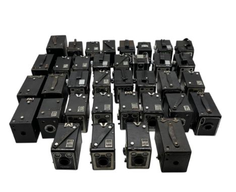 A large collection of vintage cameras including Kodak Brownie, Conway, Coronet, Ensign etc.