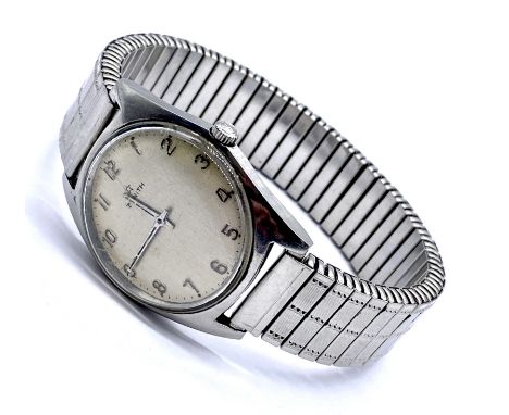 A gentleman's Zenith stainless steel wristwatch on expandable strap