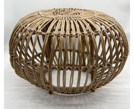 A Franco Albini style mid-century wicker footstool -32cm x 48cm