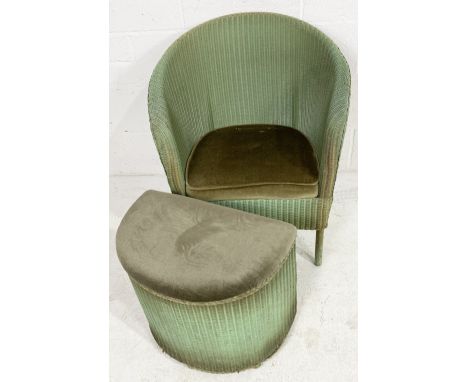 A Sirrom Lloyd Loom style chair with matching ottoman