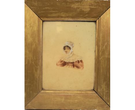 An antique gilt framed miniature portrait of "Maria" daughter of J Tilson of Wellington Park, first wife of Reverend William 