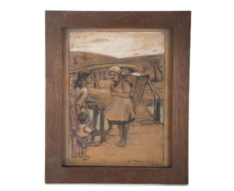 K. SHACKLETONStudy of Three ChildrenCharcoal and chalk, 21 x 16.7cmSigned and dated 1921&nbsp;