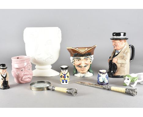 A collection of Royal Doulton, Beswick, Carltonware, and other items of china commemorating Winston Churchill, the Prime Mini