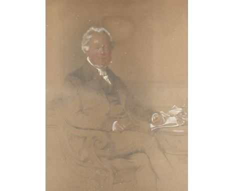 Frederick Tatham, 1805-1878, three family portraits, pencil and pastel of the Newman family, each 62 cm x 49 cm, framed and g