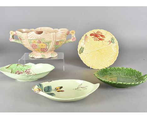 An Arthur Wood art deco twin handled planter, a collection of carltonware leaf and salad plates and other items 