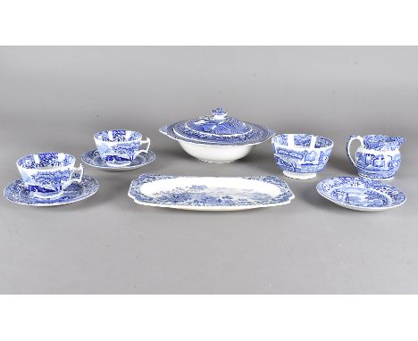 Copeland Spode Italian Garden cups and saucers, comprising eight cups, seven saucers, six side plates, milk jug and sugar bow