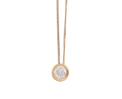 
	
		A DIAMOND SINGLE STONE PENDANT 
		The brilliant cut diamond estimated to weigh approximately 0.90 carats, in a polished 