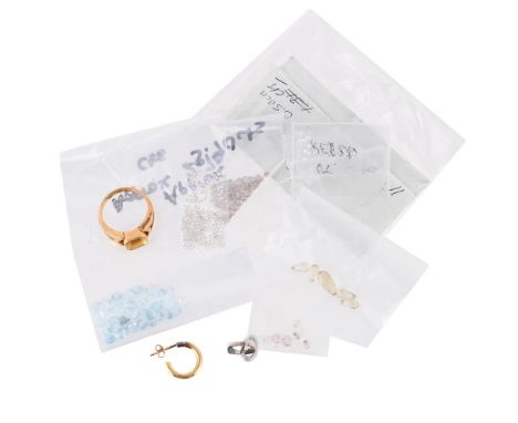 
	
		A COLLECTION OF JEWELLERY MOUNTS AND LOOSE GEM STONES 
		To include an 18 carat gold ring setting, Birmingham hallmark; 
