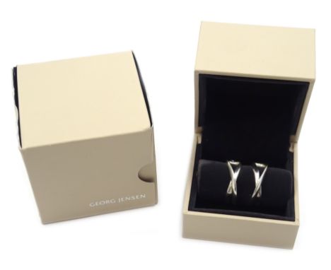 Pair of Georg Jensen Infinity silver earrings 452 A, stamped GJ 925 S, boxed