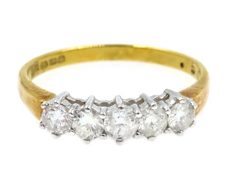 Five stone diamond ring hallmarked 9ct, total 0.5 carat  Condition Report size N2.4gm