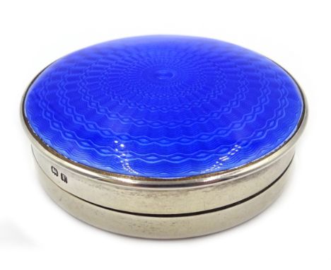 Silver and blue guilloche enamel compact, Birmingham 1930 Condition Report Click here for further images, condition, auction 