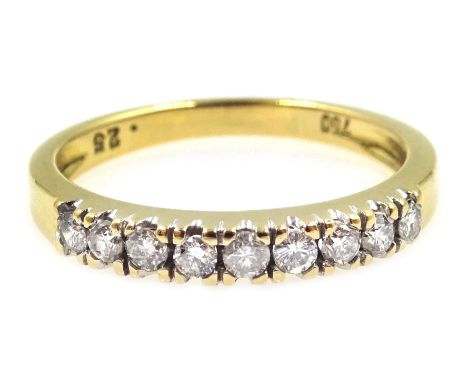 18ct gold diamond half eternity ring, hallmarked Condition Report Approx 2.5gm, size K-L